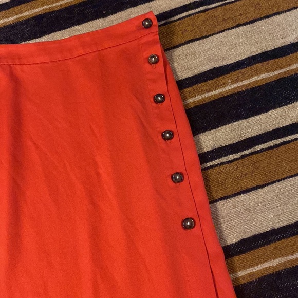 Marine Layer Orange Midi Poppy Skirt Tencel Button Faux Wrap Small - Picture 2 of 5